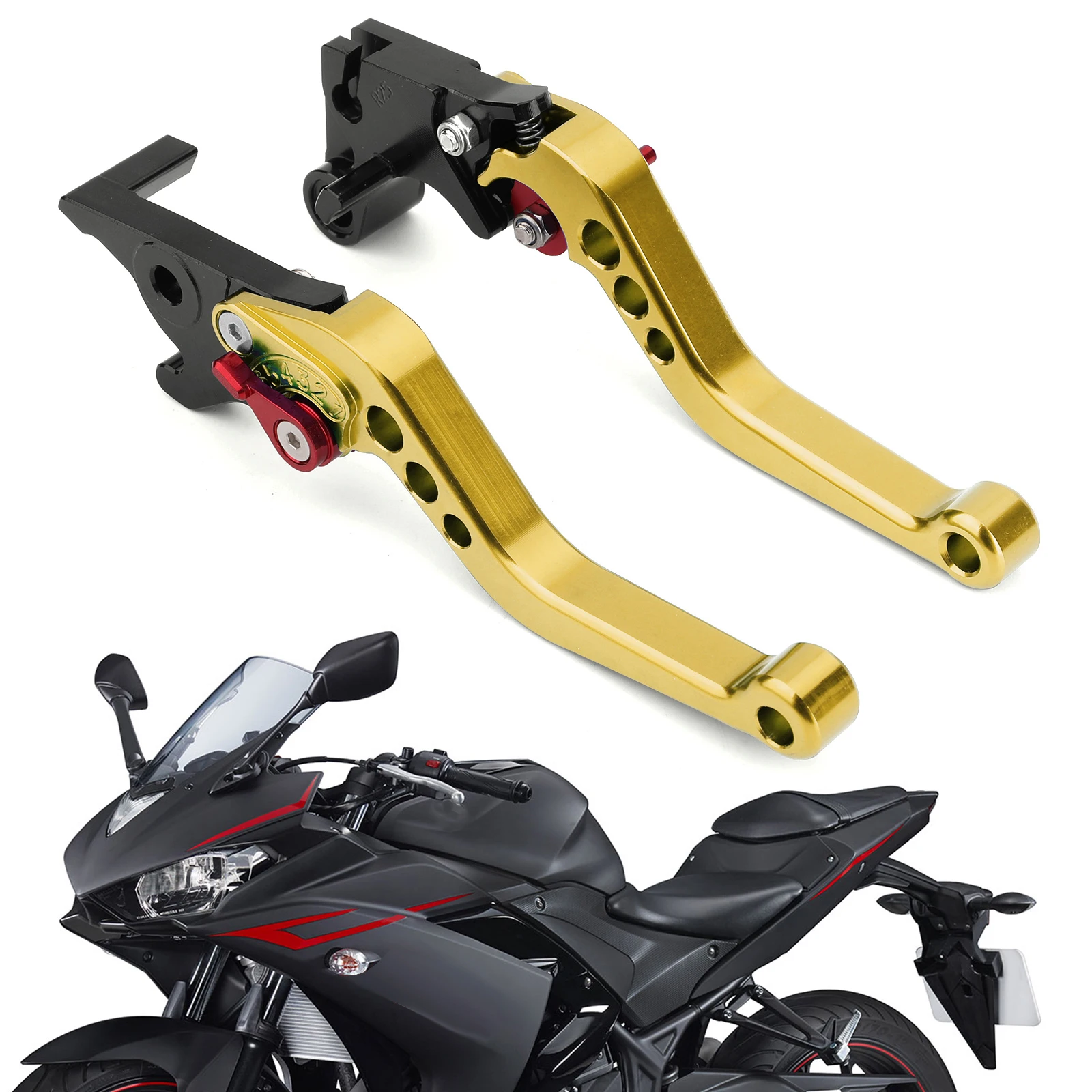 Areyourshop для YAMAHA YZF R3 R25 MT 25- Рычаги Тормозная система сцепления YZF-R3 мотоциклетные тормозные крышки Алюминиевые - Цвет: Золотой