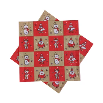 

20Pcs New Fashion Christmas Napkin Santa Claus Snowflake Paper Napkin Christmas Decorations For Home Xmas Table Cloth Decoration
