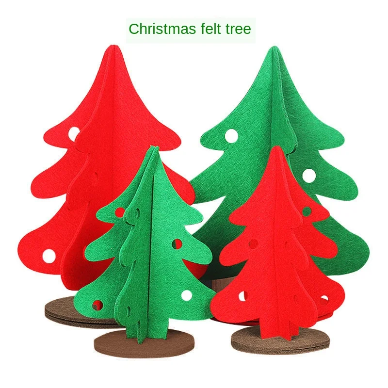 Mini Fake Christmas Tree Kids DIY Craft Xmas Festive Party Table Decoration Tree Non Woven Felt Table Ornament Decor Christmas