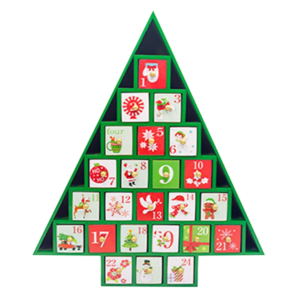 

House Shape Wooden Ornament DIY Christmas Advent Countdown Calendar Drawer Living Room Home Desktop Kid Gift Craft Decorative