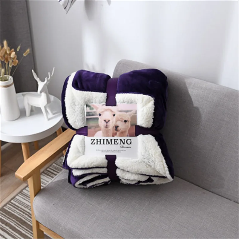 Urijk теплое плотное офисное домашнее одеяло, флисовое двустороннее одеяло для кровати и дивана, переносное автомобильное одеяло - Цвет: purple