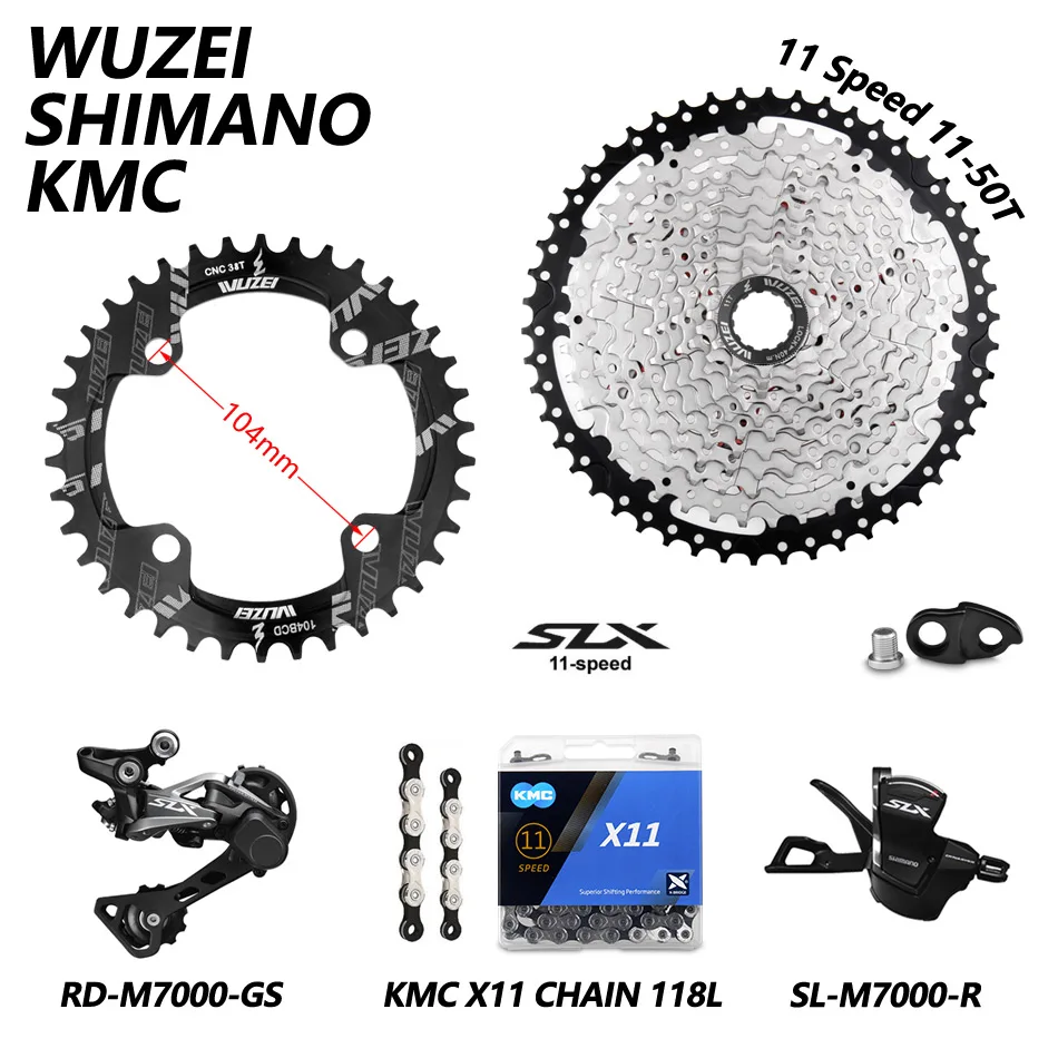 

Shimano SLX M7000 Groupset MTB bike 1X11S 42T/46T/50T Flywheel Sprocket KMC Chain X11 M7000 Shifter 11 speed Rear Derailleur