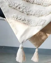Cushion-Cover Decorative Pillow-Case Sofa Tassels Beige Living-Room Handmade for Bed