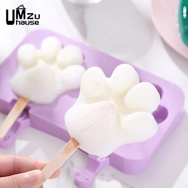 Ice Cube Tray Cat Paw Foot Shaped Stick Ice Cream Popsicle Making Molds