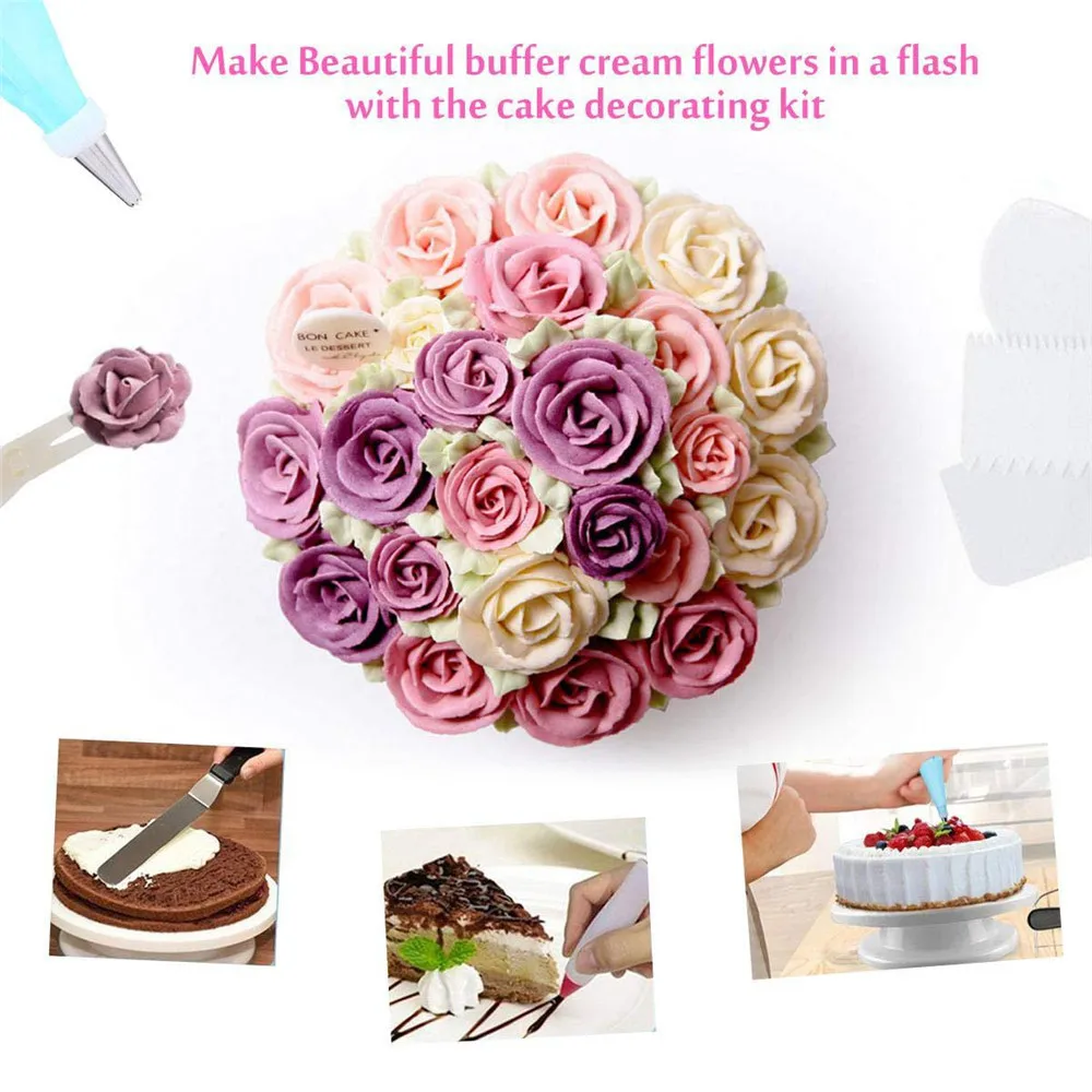 73pcs Multifunction Cake Turntable Set Cake Decorating Kit Pastry Tube Fondant Tool Kitchen Dessert Baking Pastry Supplies
