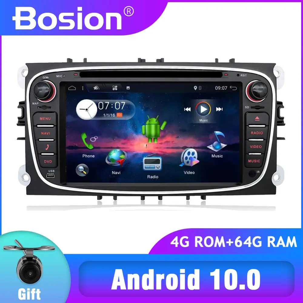 Bosion автомобильный мультимедийный плеер Android 10 GPS Авторадио 2 Din для FORD/Focus/Mondeo/S MAX/C