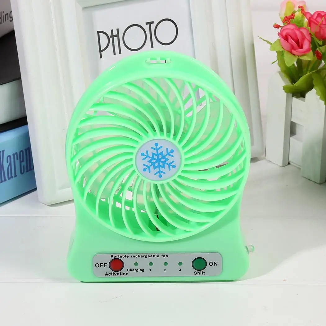

Portable Mini Fan 3 Speeds Adjustable Battery Operated USB Rechargeable Dual Use Air Cooling Fan Home Office Desktop Cooler