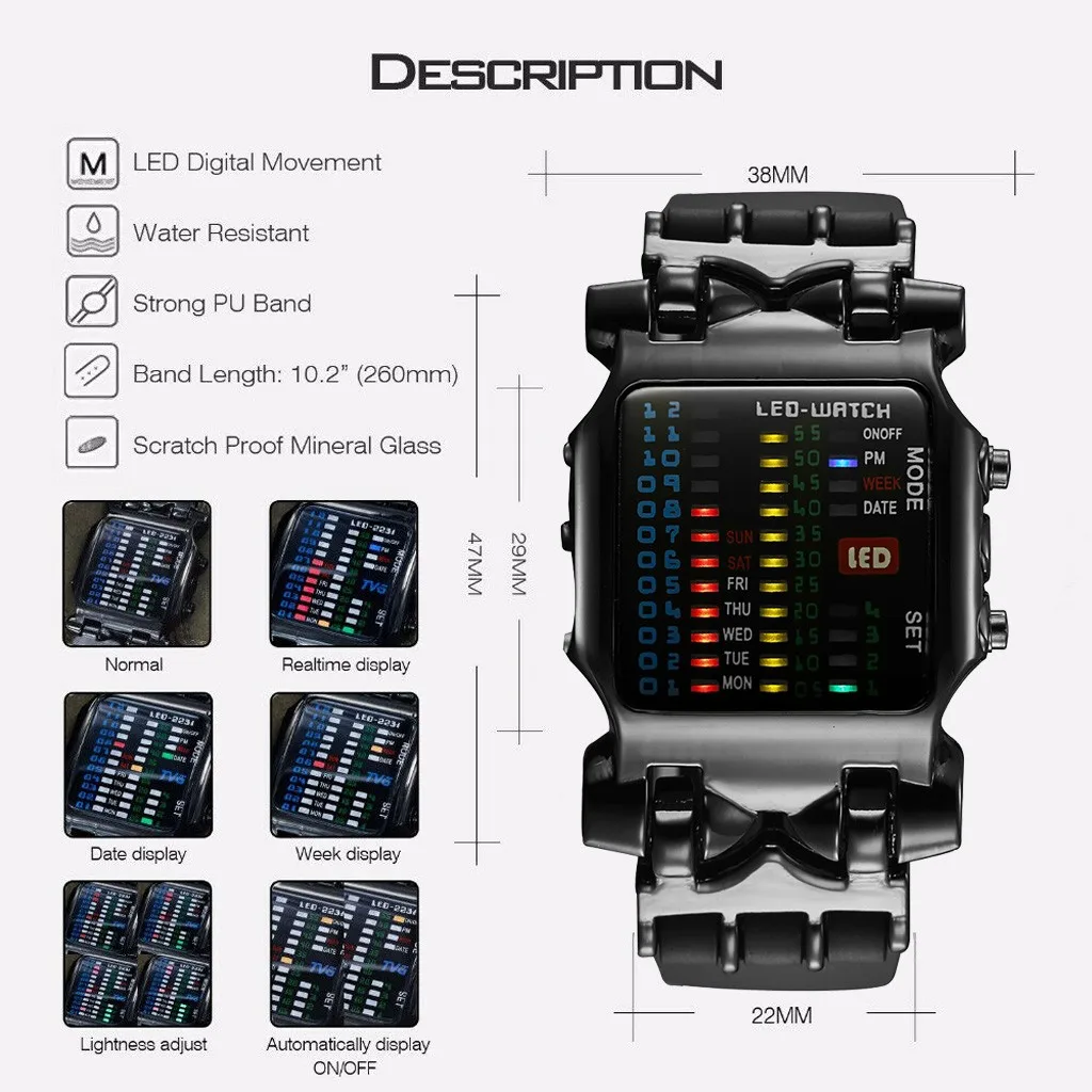 Luxury Brand Watches Men Fashion Rubber Strap Led Digital Watch Men Waterproof Sports Military Watches Relogios Masculino Часы