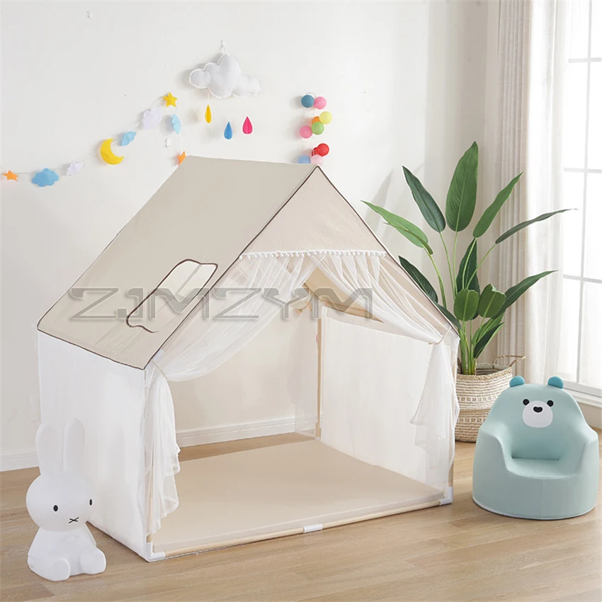 Children's tent indoor baby cotton canvas game house girl's birthday gift Princess Castle small house