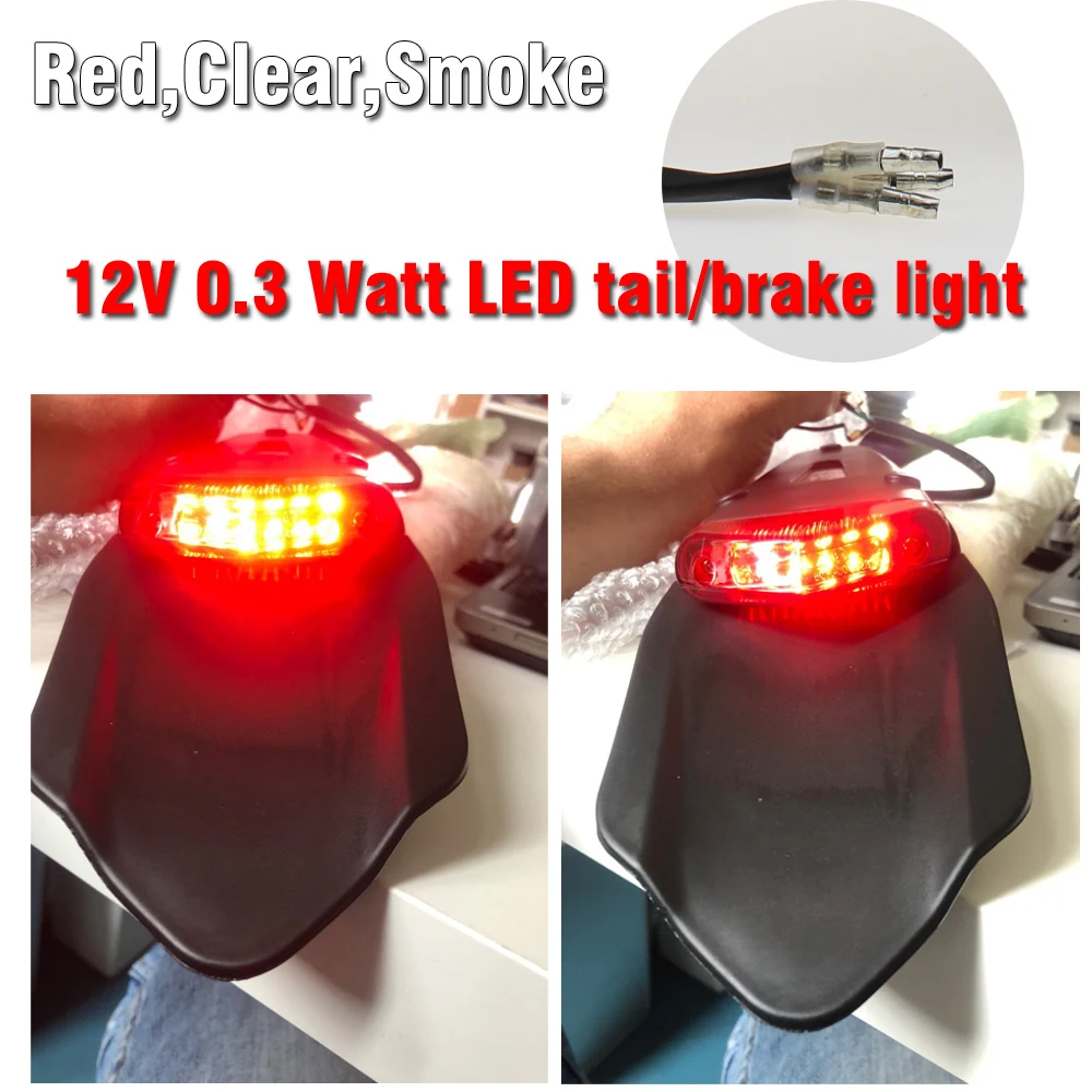 

Motorcycle Rear Fender License Plate Bracket Holder with 12V LED Taillight Brake Lamp Universal for Enduro Off-Road Bike