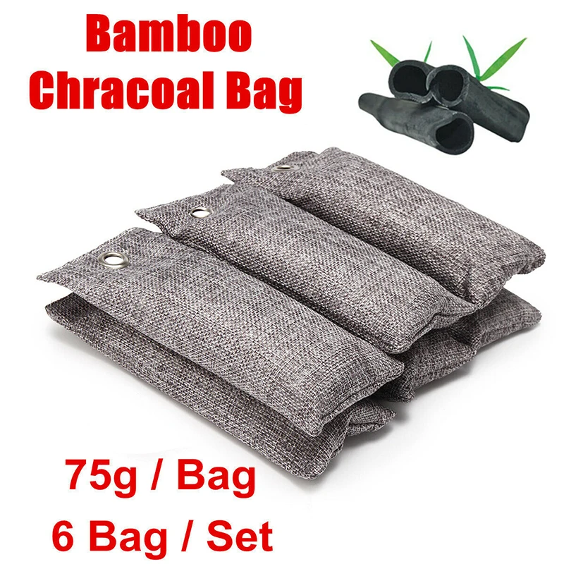 moistureproof Natural Air Purifier Bag Activated Bamboo Charcoal Deodorizer 2pcs*50g/6pcs*75g/5pcs*100g/5pcs*200g/2pcs*500g - Цвет: 6x75g