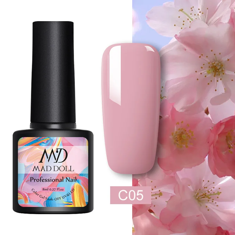 C05 MAD DOLL 8 мл; Гель-лак для ногтей, лак для ногтей, одноцветная личная гигиена, лак, однократный, чистый цвет ногтей, Гель-лак для ногтей, светодиодный светильник для маникюра - Цвет: C05