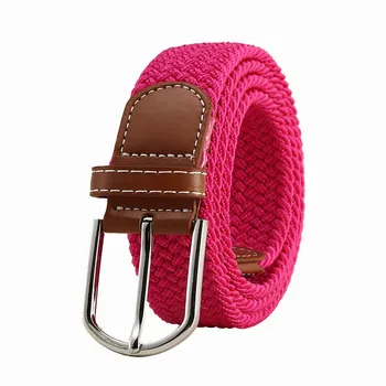 

Men Women Casual Knitted Pin Buckle Belt Woven Canvas Elastic Stretch Belts Plain Webbing Belt Jeans ремень