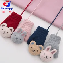 Sheng qi корейский стиль милый мультфильм теплый студенческий вязаный мешок относится к детям женские перчатки зима поколение жира