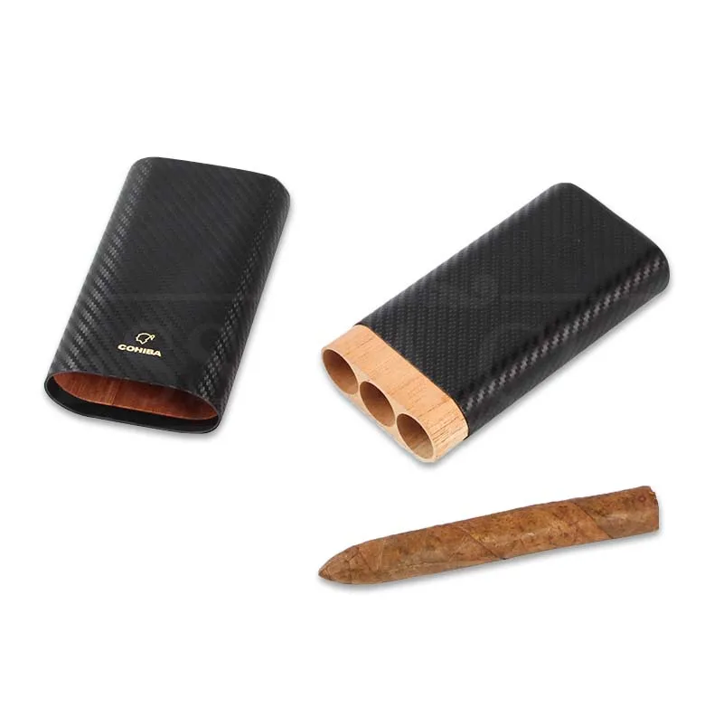 COHIBA чехол для сигар Humidor Cedar Wood для путешествий, Сигара коробка для сигар портативный 3 держатель для сигар трубчатый чехол для Sigar аксессуар W/Подарочная коробка