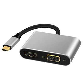 

4 In 1 USB C to HDMI VGA Adapter Type C to HDMI 4K VGA USB3.0 Video Converter PD 60W Fast Charger for Mac-book Pro Samsung S9