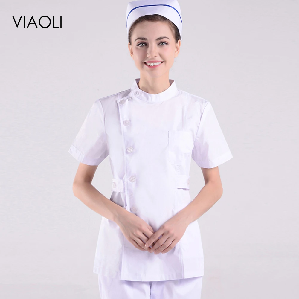Maleand женские доктора взять небольшой сплит костюм короткие медсестры аптека комбинезоны летняя Стоматологическая одежда белое пальто ICU два комплекта