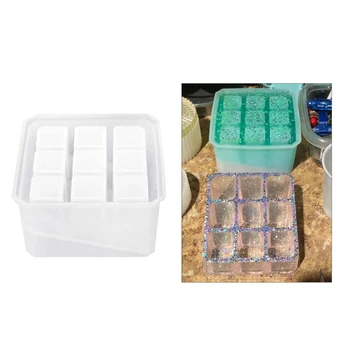 

2Pcs Resin Mold Round 9-Slot Jewelry Box Lipstick Storage Case Silicone Mould XXFB