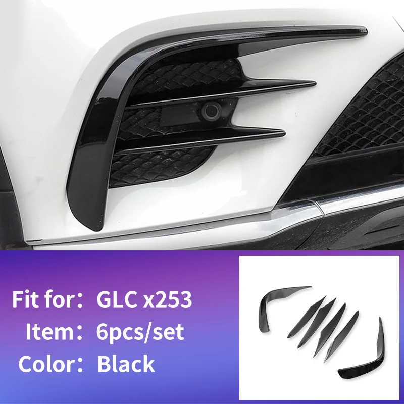Black 6pcs Передний противотуманный светильник для бровей для mercedes glc x253 mercedes glc отделка/аксессуары mercedes glc amg купе - Название цвета: Black 6pcs