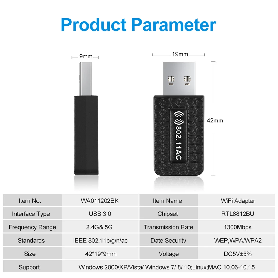 wireless network adapter Wifi USB Wifi Adapter 5 Ghz Wi-fi Adapter 3.0 USB Ethernet Wifi Antenna 600M 1300M Wi fi Adapter 2.4G 5Ghz Wi fi Dongle For PC usb wifi adapter