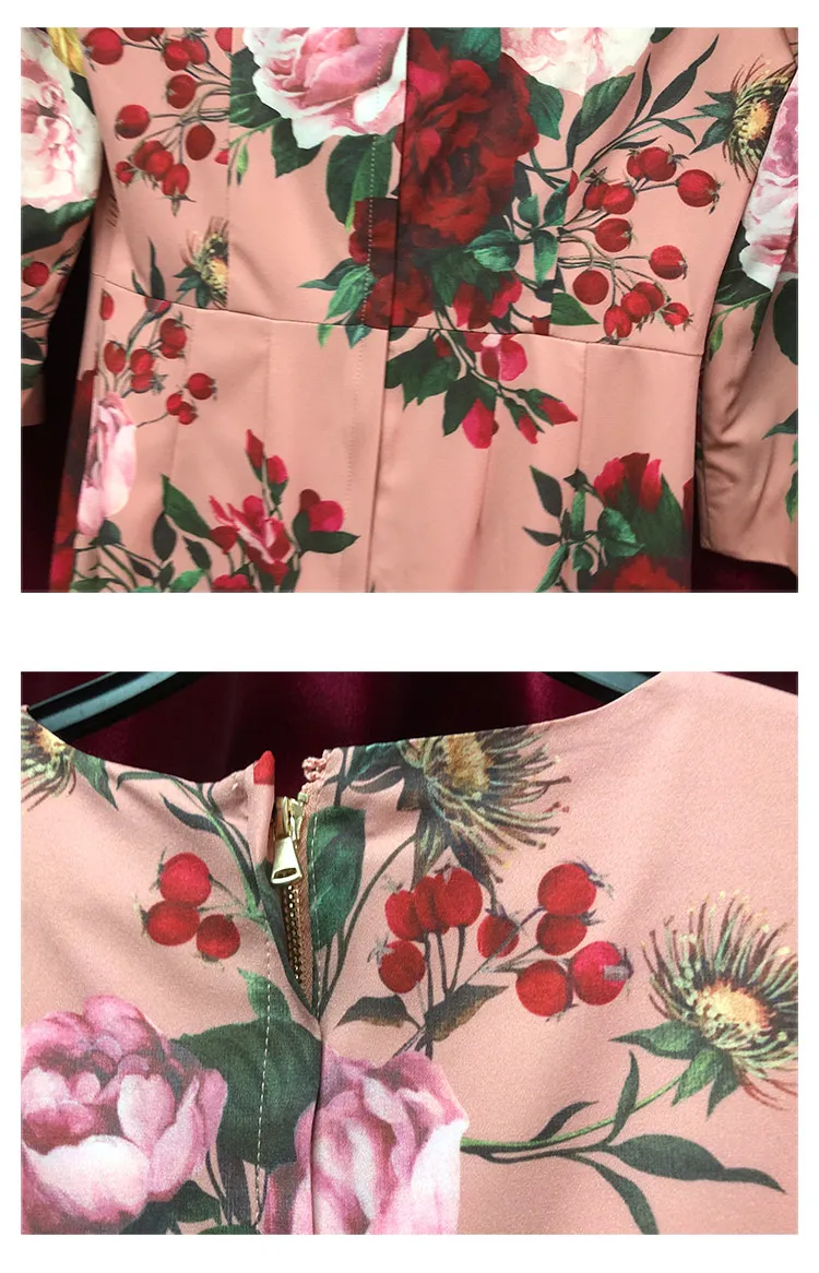 LD LINDA делла модное подиумное летнее женское платье с 3/4 рукавом, Осеннее винтажное элегантное розовое приталенное платье-карандаш миди с цветочным принтом
