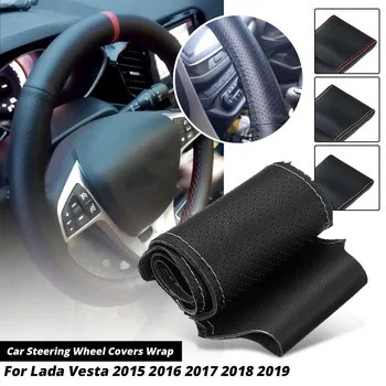 

Stitched PU Microfiber Leather Car Steering Wheel Cover Covers Wrap For Lada Vesta Xray 2015 2016 2017 2018 2019