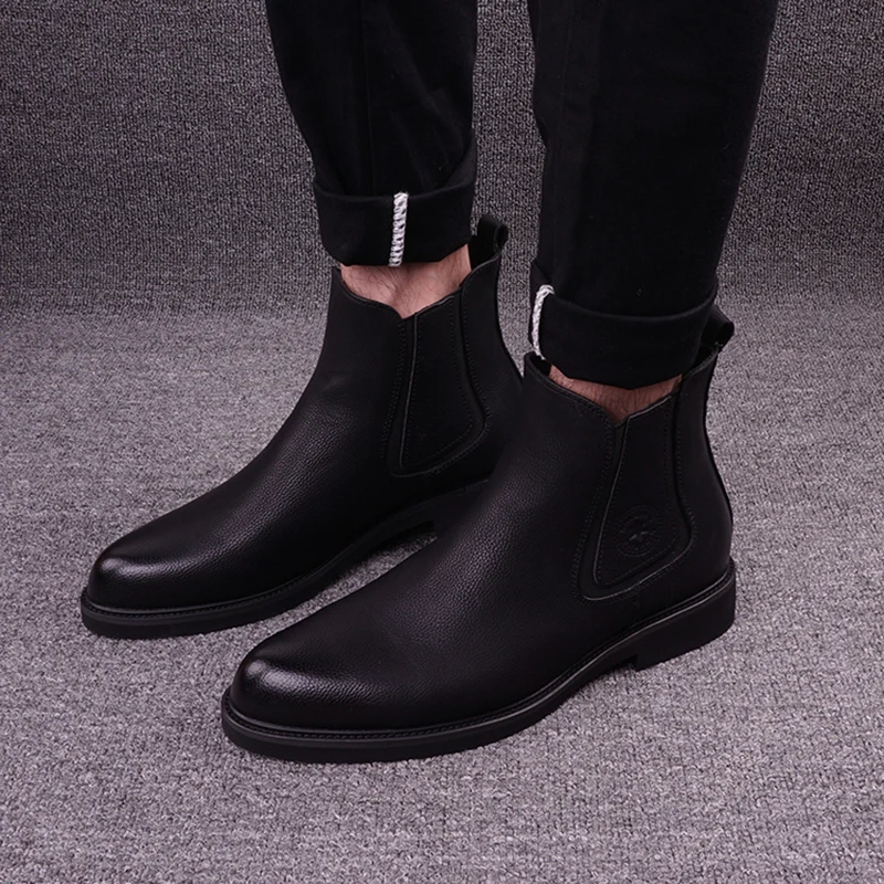 영국 스타일 망 레저 첼시 부츠 통기성 원래 가죽 신발 streetwear 잘 생긴 카우보이 부팅 신사 발목 botas