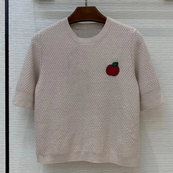 

Summer Short Sleeve Solid Pullover Women Sweater Knitted 2020 Sweaters O-Neck Tops Korean Pull Femme Jumper Female