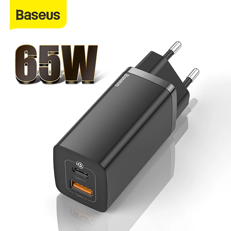 - Baseus 65W GaN Charger Dual Port QC 30 PD30 Quick Laptop Charger Fast Charger For IPhone Xiaomi Type C PD USB Charger