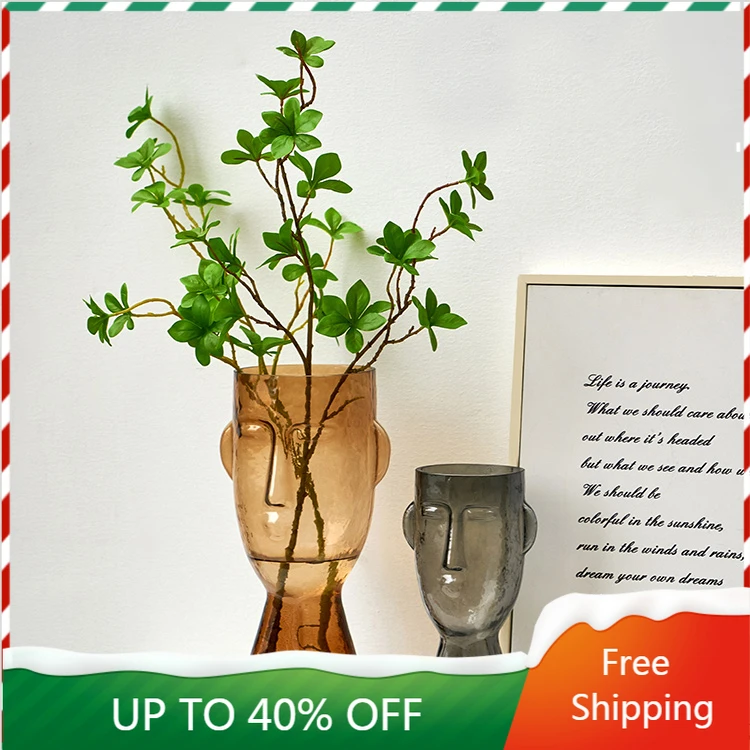

Creative Nordic Face Vase Glass Decoration Home Modern Head Vase Design Decor Terrarium Glass Vasi Table Decoration Vases AA50HP