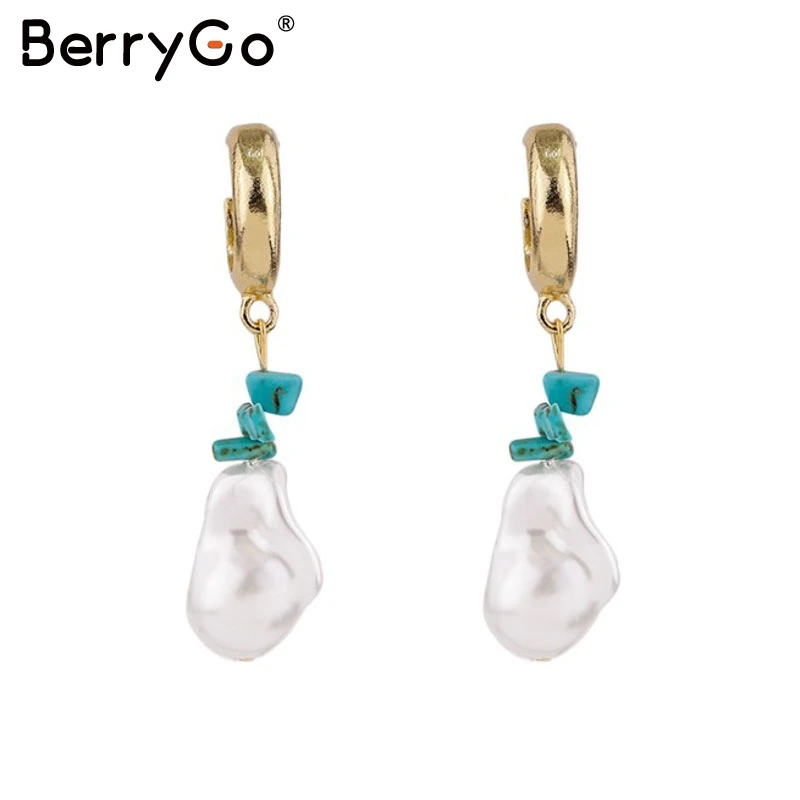 BerryGo модные геометрические жемчужные серьги женские Boho праздничные шикарные золотые длинные серьги осень зима модные блестки erarings - Окраска металла: Золотой цвет
