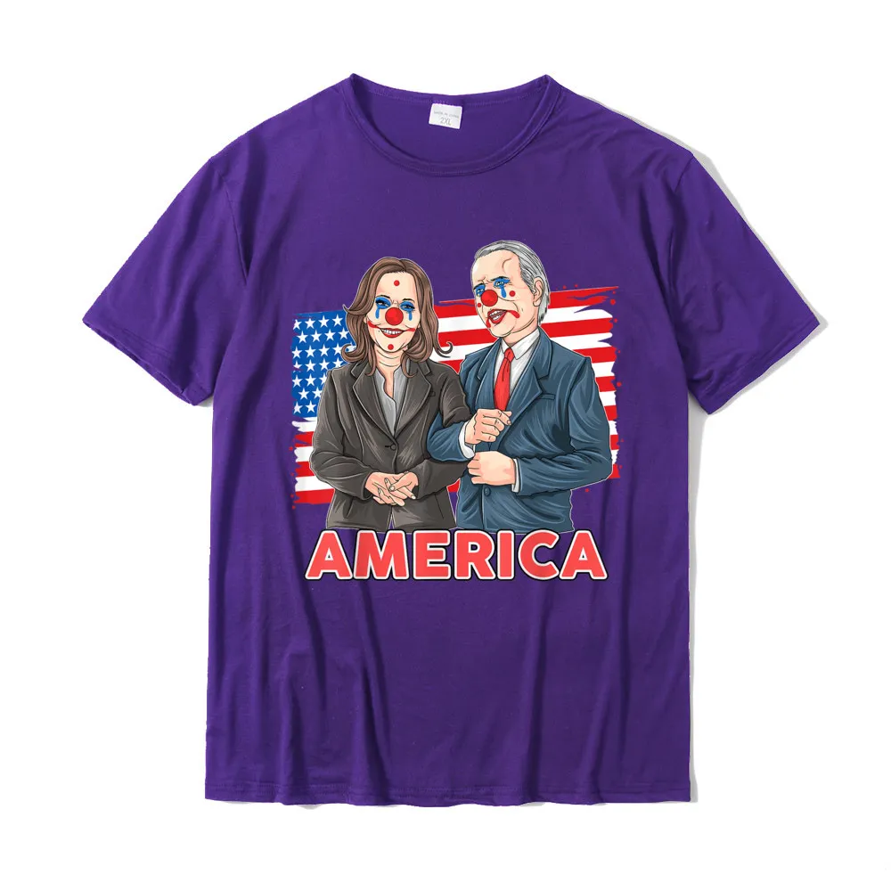 Custom O-Neck T Shirt NEW YEAR DAY Tees Short Sleeve Company 100% Cotton Custom T Shirt Fashionable Mens Free Shipping Funny Joe Biden Is A Democratic Clown T-Shirt__20812 purple