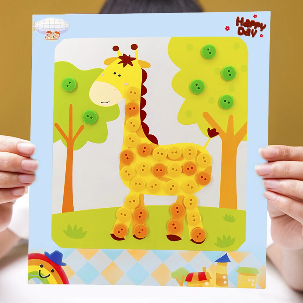 4 шт. DIY наклейки для кнопок дерево животное живопись Рисование ремесло Развивающие детские игрушки