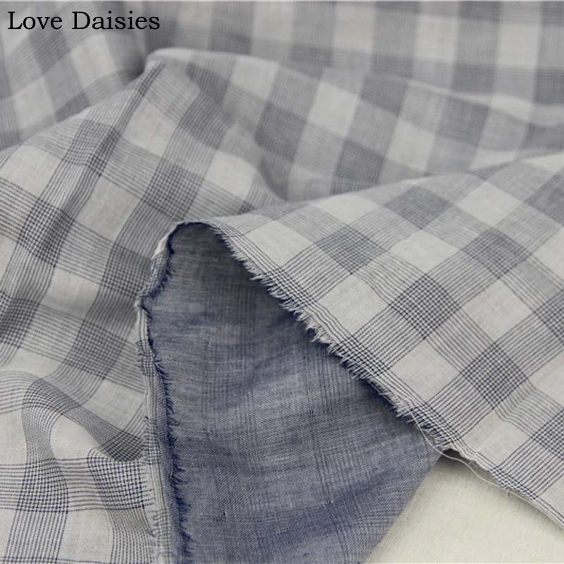 

Double Layer 100% Cotton DARK BLUE Slim Line Check Soft Thin Fabric for DIY Summer Baby Kids Apparel Handwork Shirt Dress Tissue
