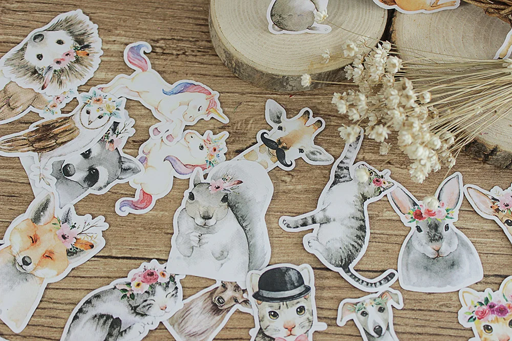 2 pcs/lot Forest Animal Decoration Uncut Aesthetic Decor Autocollant My  Account Stikers Scrapbook Cute Diary Planner Stickers