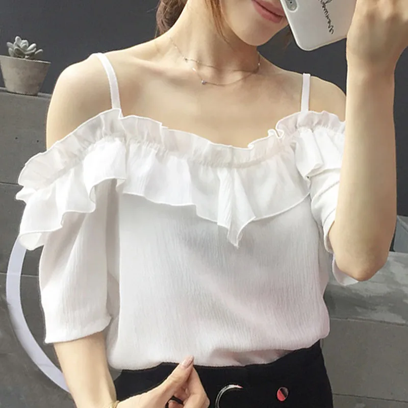 Для женщин s Топы и блузки Blusas Mujer De Moda 2021 короткий рукав Шифоновая блузка рубашка