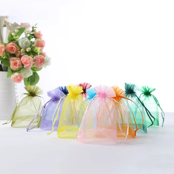 

100 Pieces Pouches Organza Gift Bag Organza Wedding Favour Bags Jewellery Packing Solid Color Simple Small Fresh Cute Bag