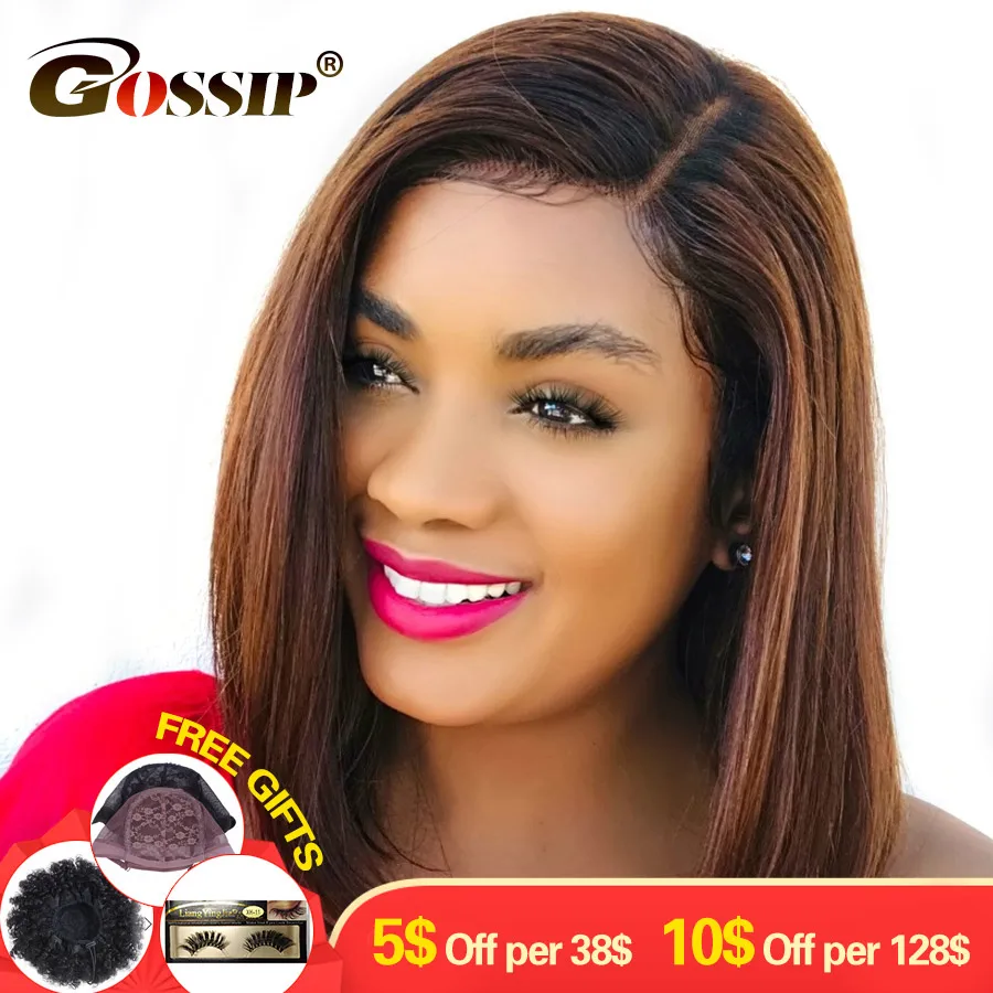 Bob Wigs Human-Hair-Wig-Short Lace Closure Gossip Lace-Front Remy-Hair Black Indian Straight