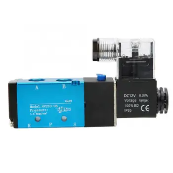 

4V210-08 2 Position 5 Way Solenoid Valve PT1/4in Filtrated Air DC3W AC 6VA Consumption Electric Magnetic Valve