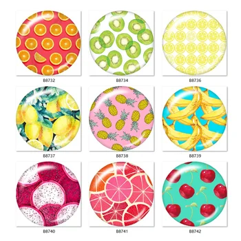 

KISS LOVE fruit pattern 10pcs mixed 12mm/18mm/20mm/25mm Round photo glass cabochon demo flat back Making findings TL6356