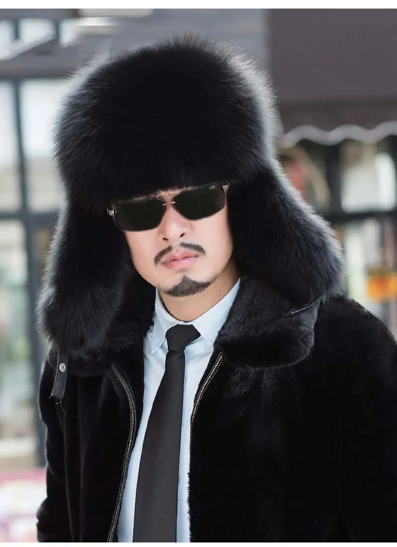Лисий мех Lei Feng шляпа меховая шляпа мужская уличная кожаная шляпа Топ среднего возраста замшевая шляпа