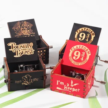 

Antique Wooden Carved Queen Music Box Hand Cranked Hurry Potter Music Box Birthday Christmas Gift Casket Decoration