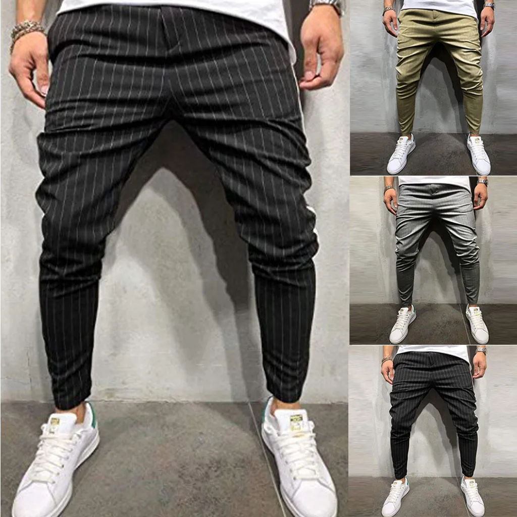 Vogue Joggers мужские сплайсинговые полосатые комбинезоны повседневные карманные спортивные рабочие брюки Masculino