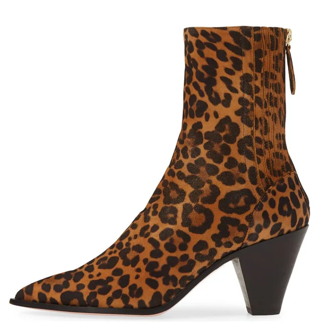 Leopard Print High Cone Block Heels 