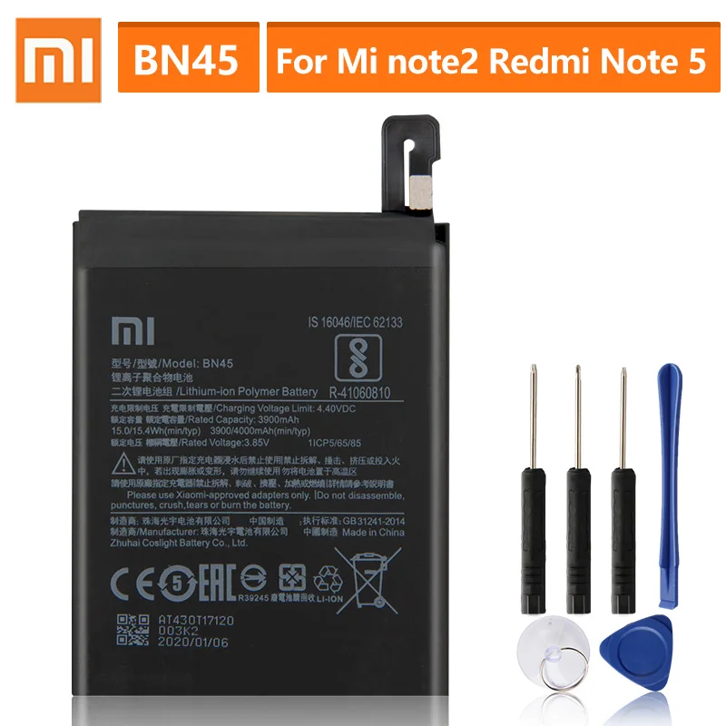 Оригинальная запасная батарея для Xiaomi Mi note2 Redmi Note 5 Redrice Note5 BN45 натуральная