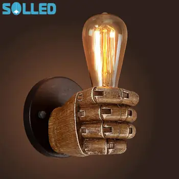 

Retro Creative Fist Shape Wall Light E27 Bulb Holder Industrial Style Wall Lamp Restaurant Dining Hall Room Cafe Bar Decoration
