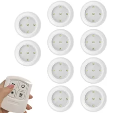 Led pode ser escurecido sob o armário luz da noite bateria operado puck iluminação armários luzes com controle remoto para guarda-roupa cozinha