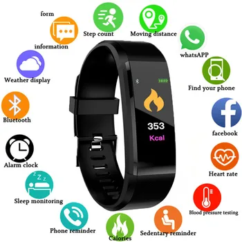 

New Color Screen Smart Bracelet Sports Pedometer Fitness Running Walking Tracker Heart Rate Men Child Watch Watch Women Silicone
