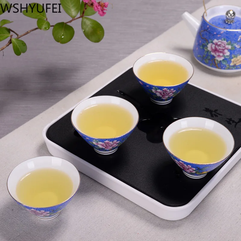 Ручной росписью Китайский керамический чайный сервиз портативный дорожный чайный набор кунг-фу офисные чашки контейнер для кофе с сумкой автомобильный чайный сервиз