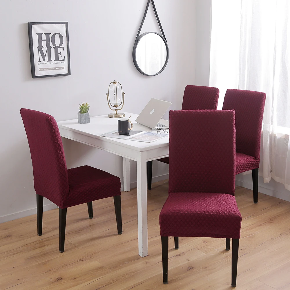 Knitting Jacquard Solid Color Big Chair Cover Thick Elastic Seat Chair Covers Stretch Slipcovers For Wedding Banquet Hotel